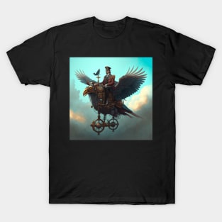 Steampunk robot mechanical bird flyer T-Shirt
